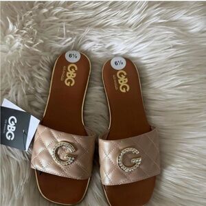 GBG Los Angeles Quilted Slide Sandals - Cream